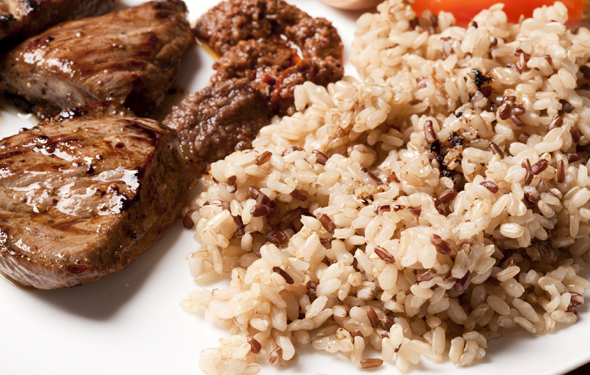 Natural Angus Sirloin Tips Over Rice