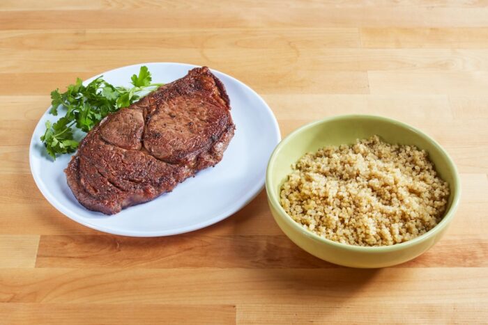 quinoa with natural angus steak