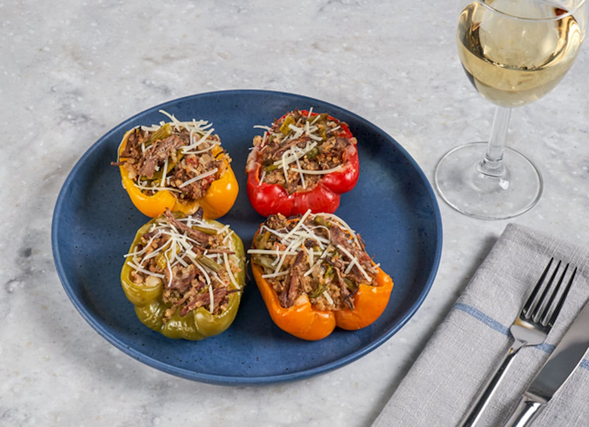 stuffed peppers with chuck roast and asparagus