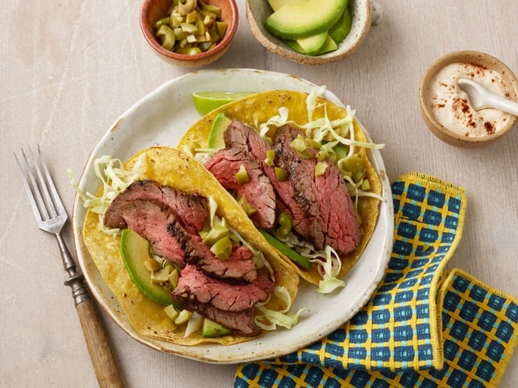 Flap Steak Tacos with Chipotle Cream