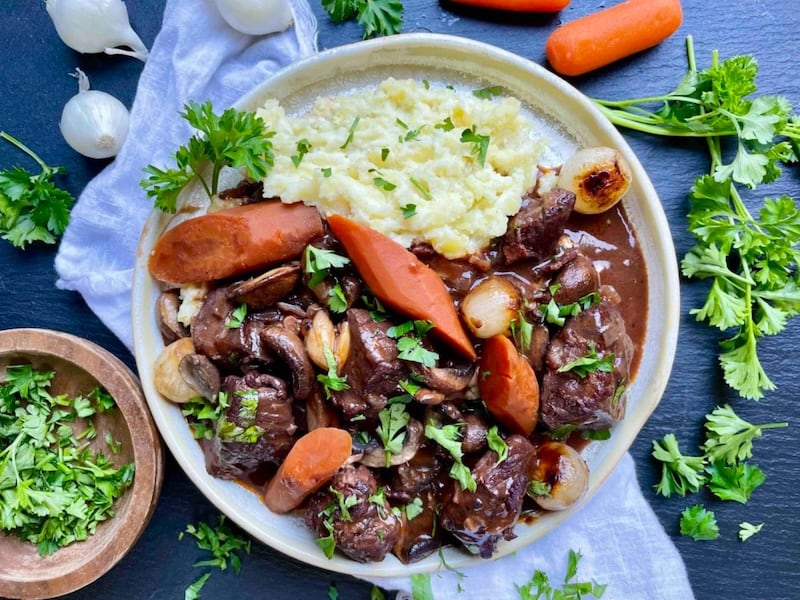 Beef (Boeuf) Bourgunignon with natural angus beef